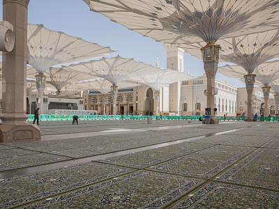 12 thousand new green carpets were laid in the Prophet's Mosque in Medina